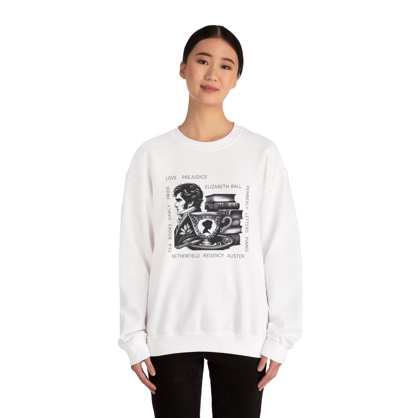 Regency Pride and Prejudice Literary Crewneck Sweatshirt, Darcy Elizabeth Gift, Book Lover Jumper, Jane Austen Top, Literature Apparel