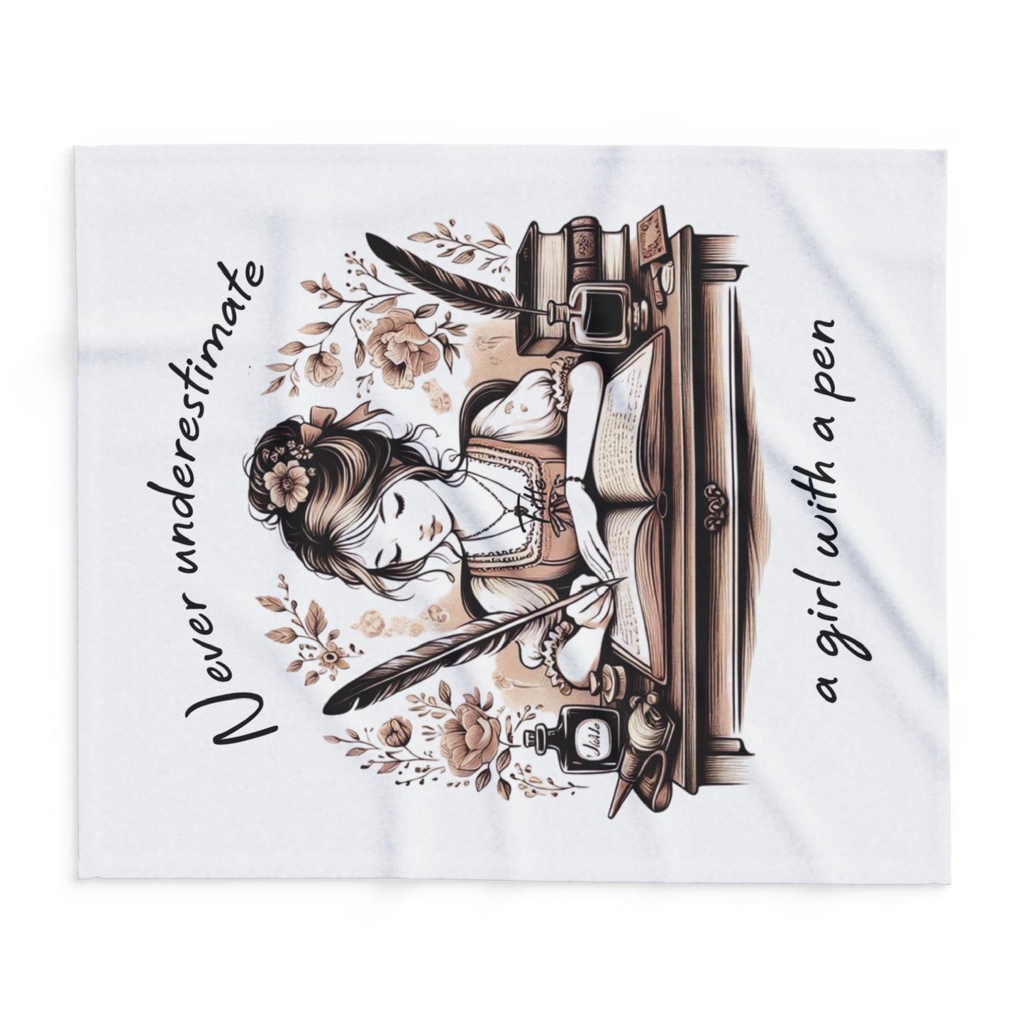 Arctic Fleece Blanket, Writer Gift, Author Throw, Motivational Home Decor, Book Lover Gift, Never Underestimate a Girl