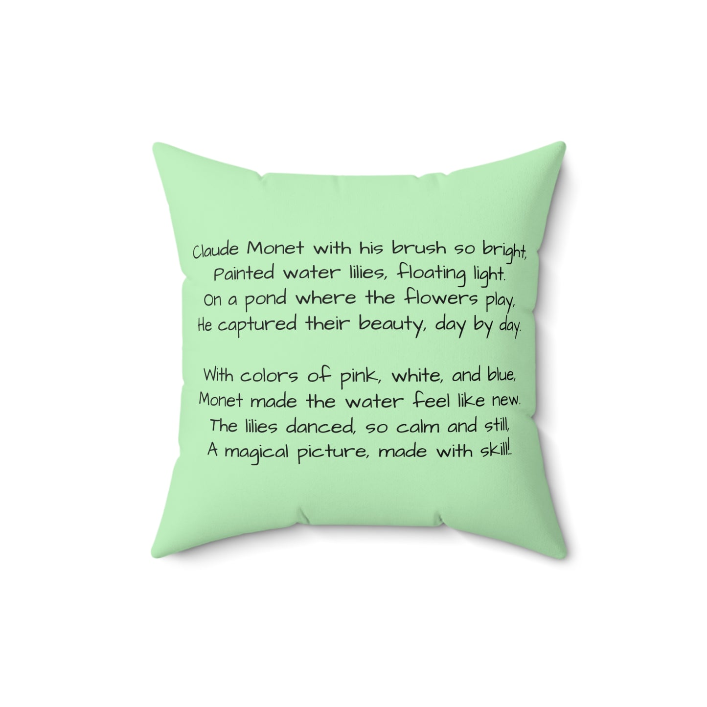 Claude Monet Artist Pillow, Kids Children Decor, Water Lilies Cushion, Art Classroom Home Decor, Spun Polyester Square Pillow