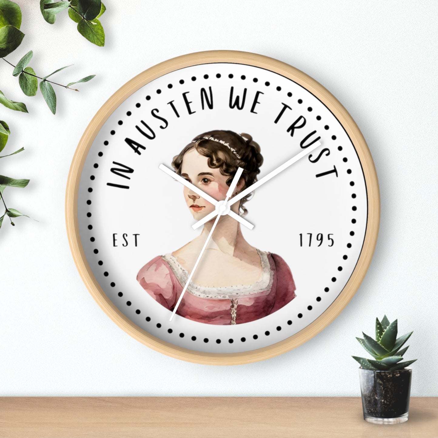 Literary Themed Wall Clock - Jane Austen Inspired Décor, Gift for Book Lovers, Home Office Wall Art, Vintage Style Clock, Literary