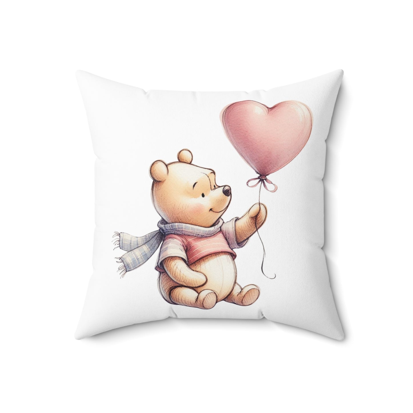 Winnie the Pooh Square Pillow, AA Milne Home Decor Gift, Valentine Love Cushion, Spun Polyester Bed Pillow, Book Lover Pillow