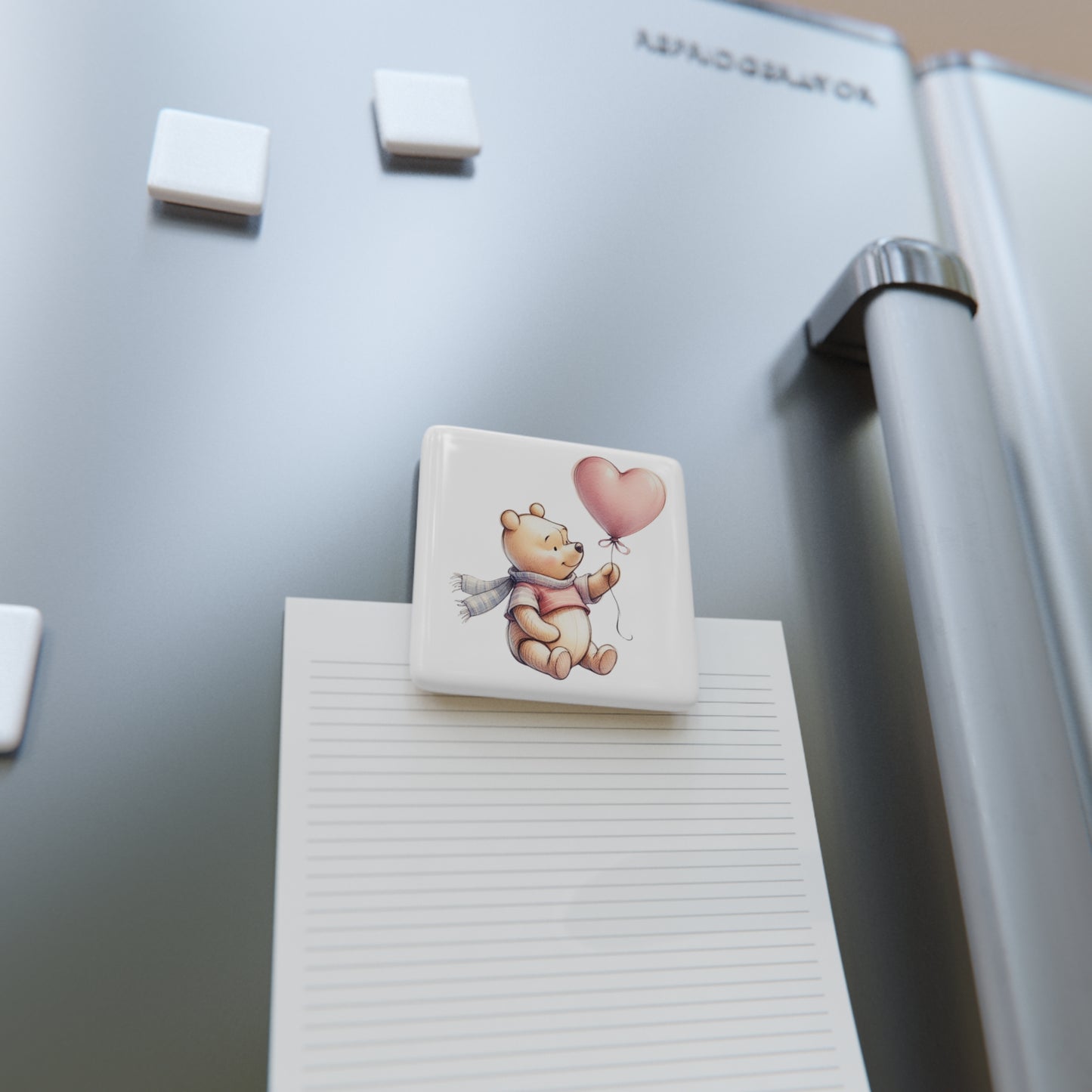 Winnie the Pooh Porcelain Magnet, Square - Valentine Gift, Fridge Decor, Cute Pooh Bear, Kitchen Accessory