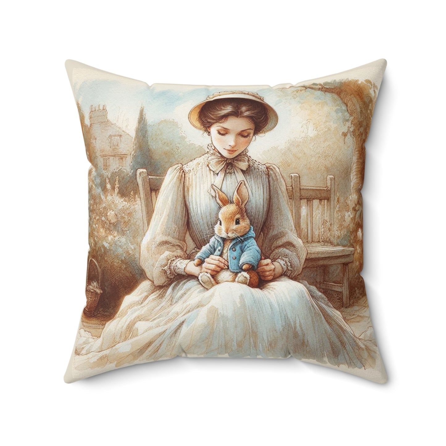 Whimsical Beatrix Potter Inspired Square Pillow - Cozy Home Decor, Child's Room Accent, Nursery Pillow, Literary Quote, Peter Rabbit, Spun