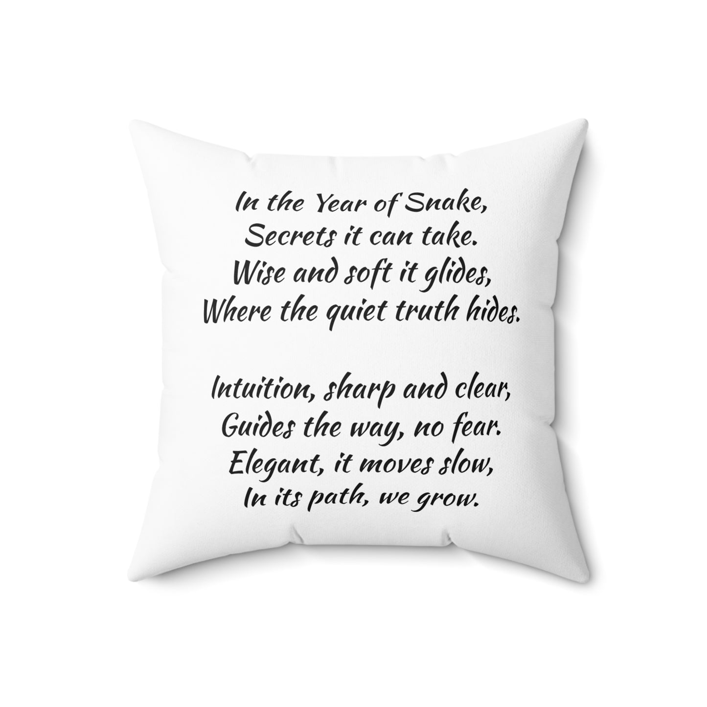 Chinese Zodiac Year Snake Spun Polyester Square Pillow - Asian Lunar New Year Gift, Decorative Cushion, Home Accent, Zodiac Animal Throw