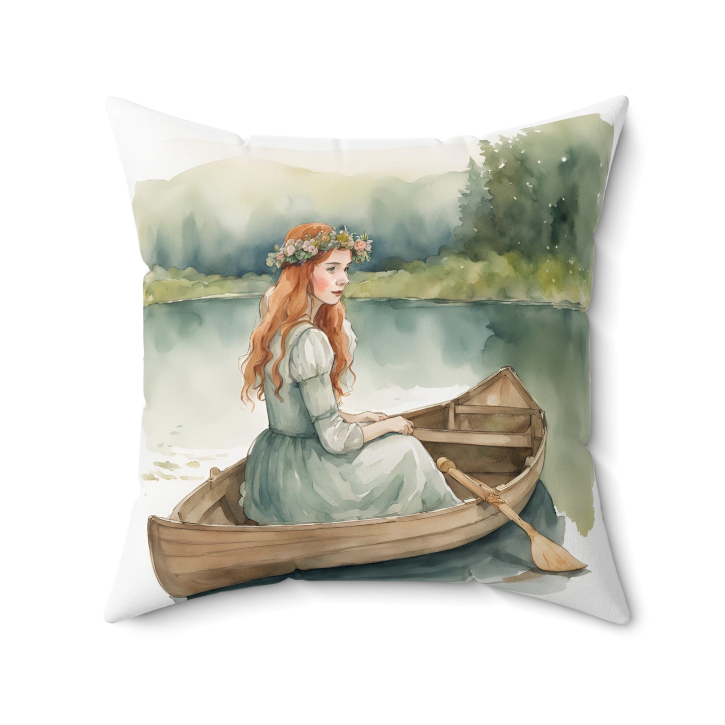 Anne of Green Gables, Lady of Shalott, Lucy Maud Montgomery, Literary Square Pillow, Gift, Alfred Lord Tennyson