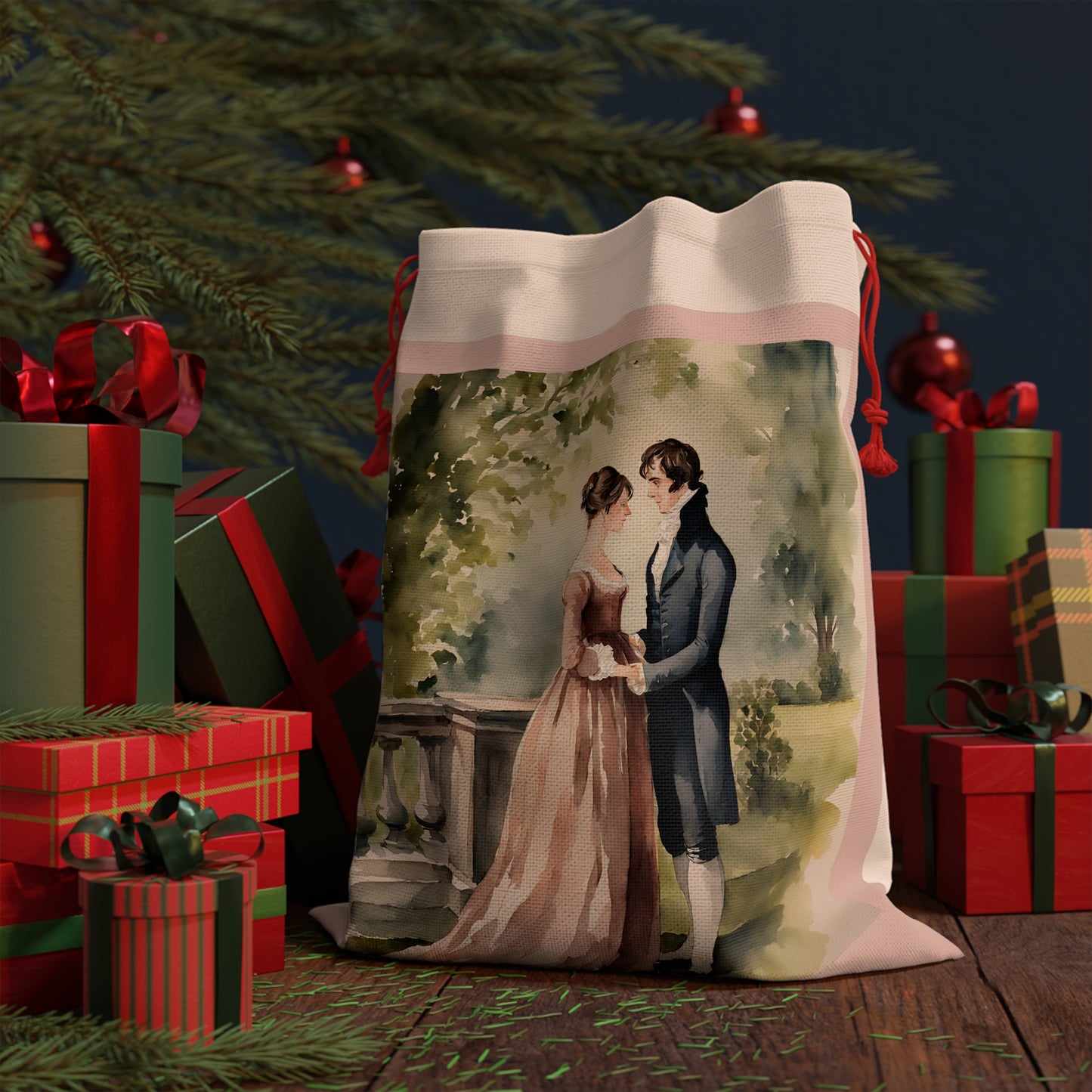 Gift Bag Pride and Prejudice Darcy Elizabeth Jane Austen Regency Christmas Holiday Case Storage Wrap, Austenite, Regency Gift Wrap Bag,