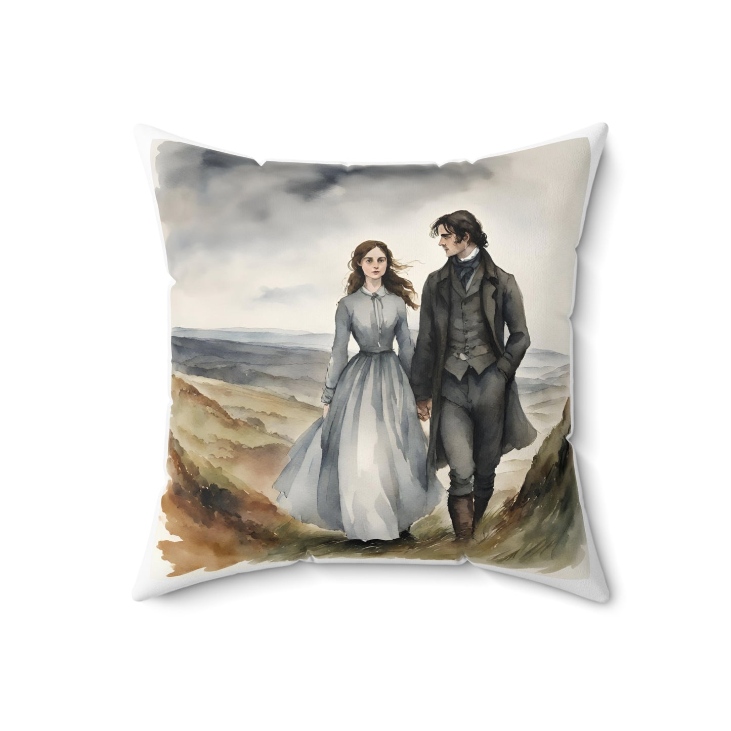 Wuthering Heights, Emily Bronte, Heathcliff, Cathy, British Literature, Pillow