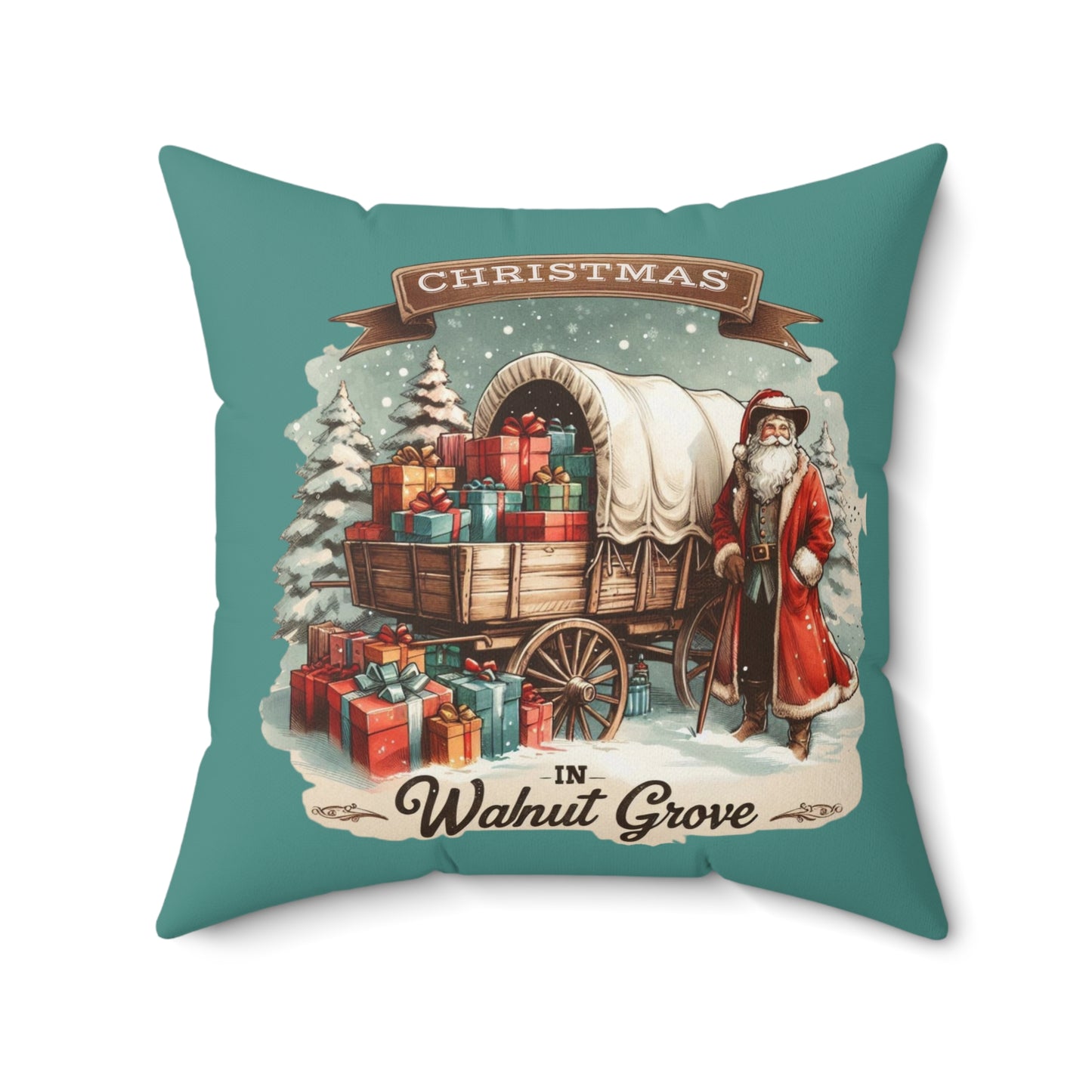 Christmas Walnut Pillow, Holiday Home Decor, Festive Prairie Cushion, Laura Ingalls Wilder Gift, Retro Decor, Seasonal Throw Pillow, Spun