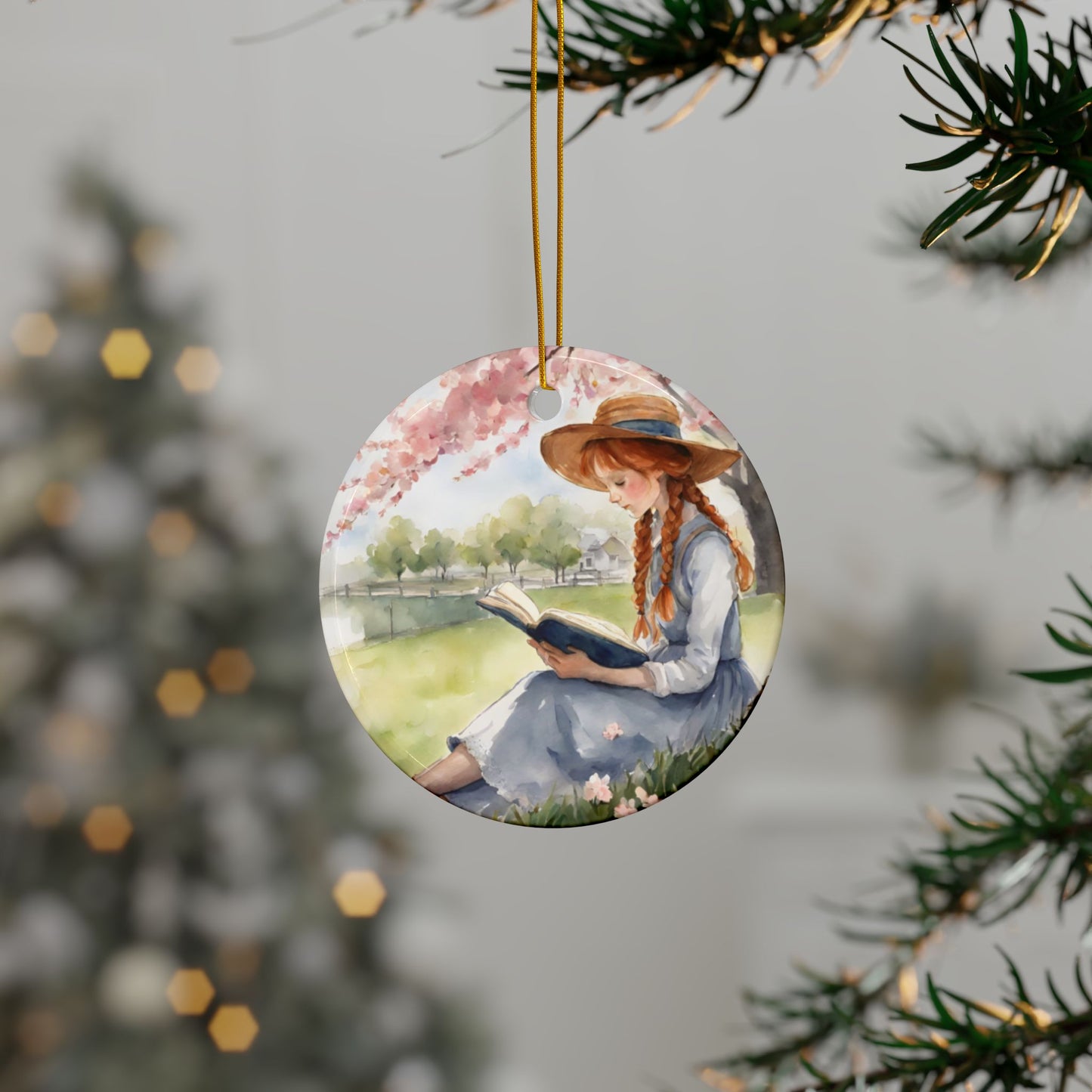 Anne of Green Gables Decorative Ceramic Ornaments - LM Montgomery Double-Sided Gift, Spring Christmas Tree Decoration