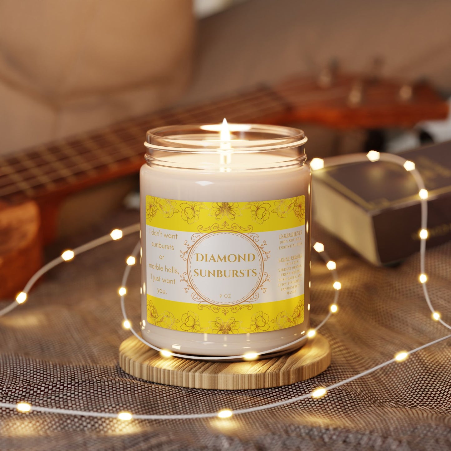 Anne of Green Gables, Diamond Sunbursts, Scented, Soy Candle, 9oz, Gift, Citrus Fruit Scent