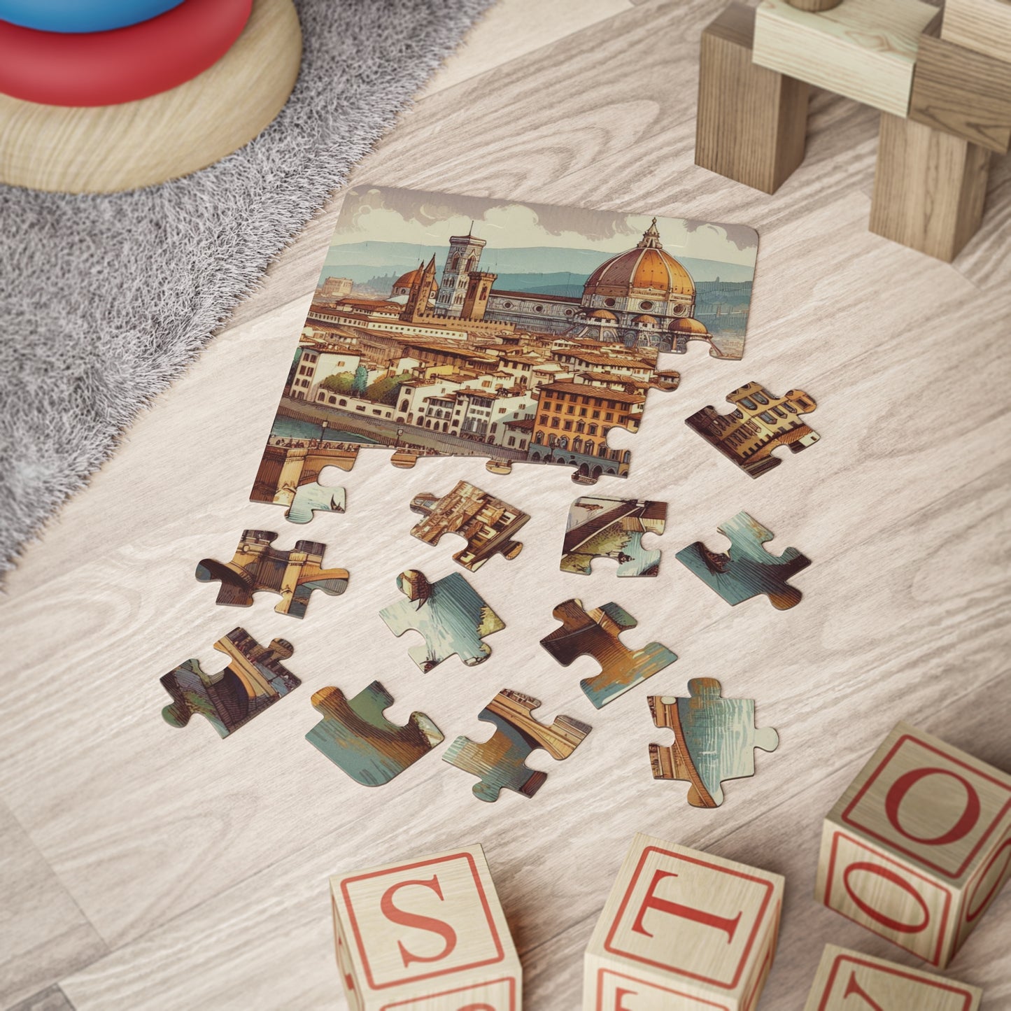Florence Italy Geography Educational Game Puzzle for Kids, 30-Piece Jigsaw Toy - Fun Learning Activity, Geography Puzzle, Travel Gift,