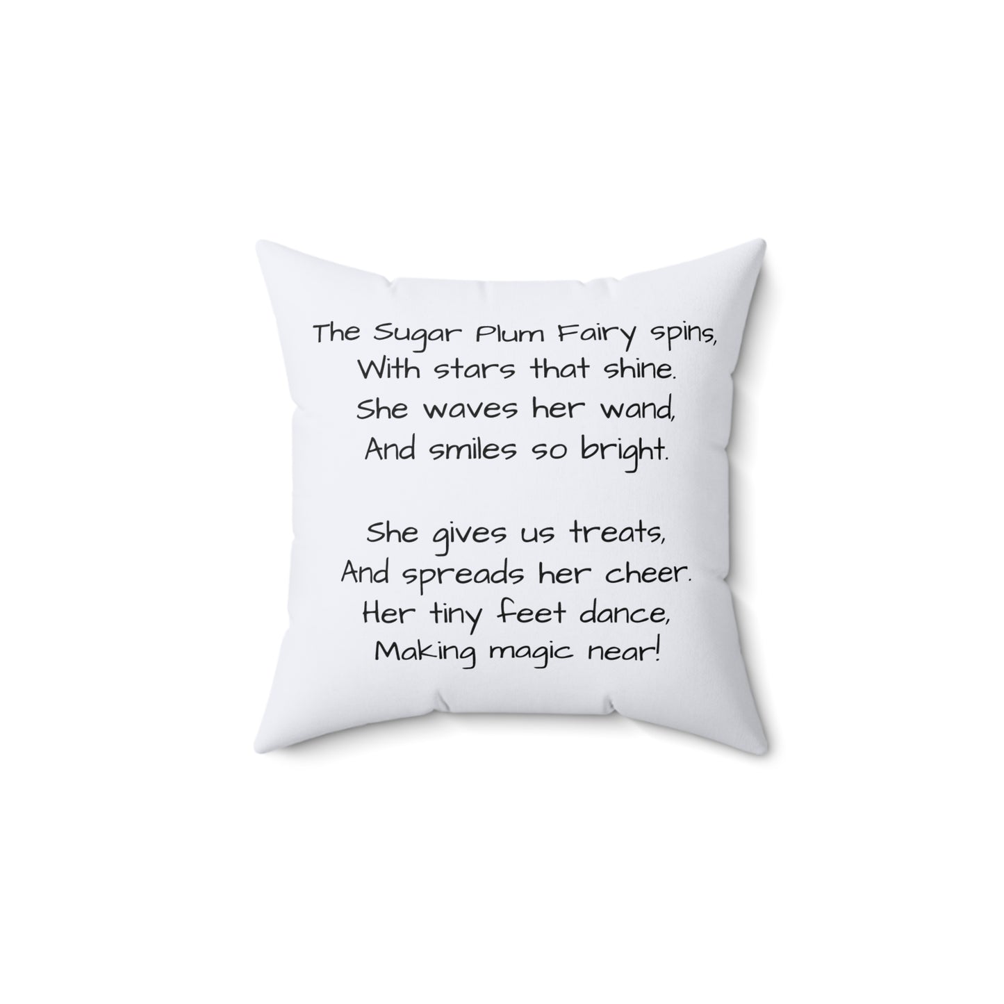 Christmas Nutcracker Ballet Sugar Plum Fairy Poem Decor Square Pillow, Holiday Cushion, Festive Home Accent, Pillow Cover, Cushion
