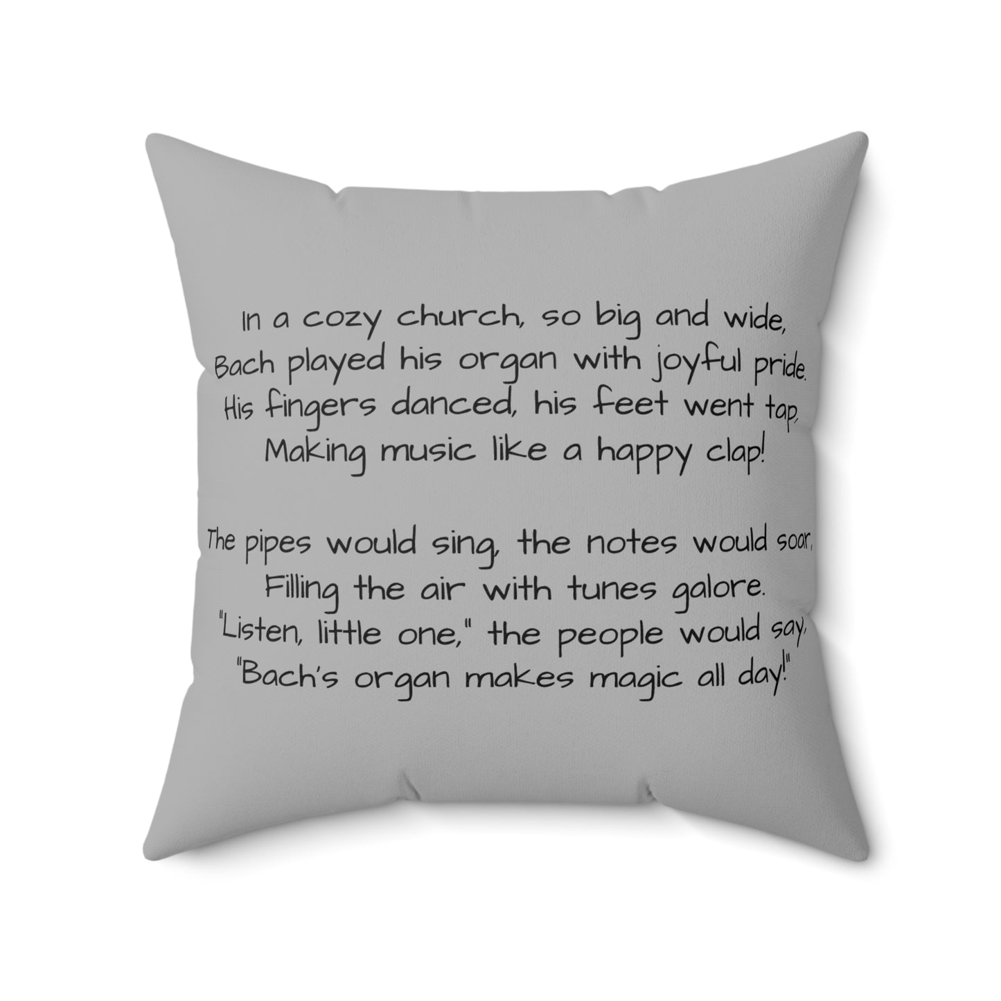 Bach Organ Music Library Square Pillow - Classical Music Home Decor, Teacher Gift, Kids Room Decoration, Gift for Music Lover, Classroom