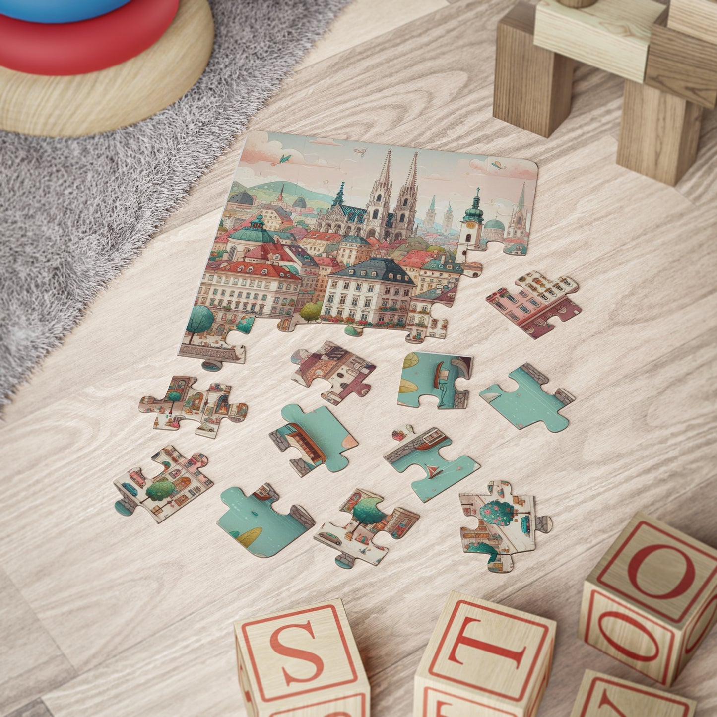 Austria Vienna, Enchanting Kids' Puzzle, 30-Piece Colorful Cityscape, Educational Fun, Geography Game , Family Game Night