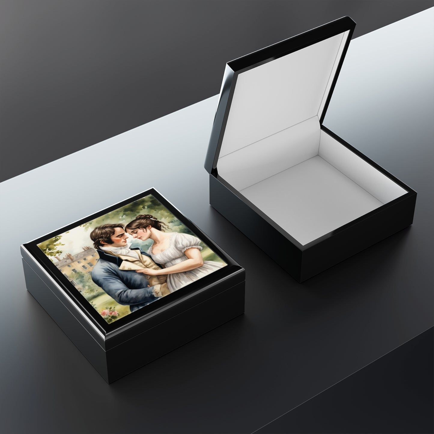 Elizabeth and Darcy, Jane Austen, Austenite, British, Bookworm, Gift, Library, Hostess, Jewelry Box