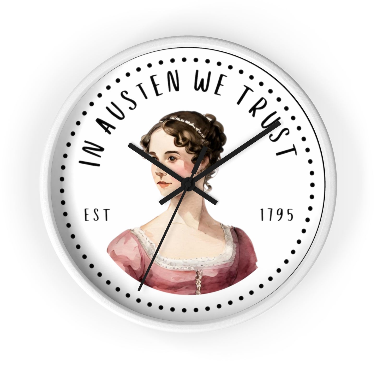 Literary Themed Wall Clock - Jane Austen Inspired Décor, Gift for Book Lovers, Home Office Wall Art, Vintage Style Clock, Literary