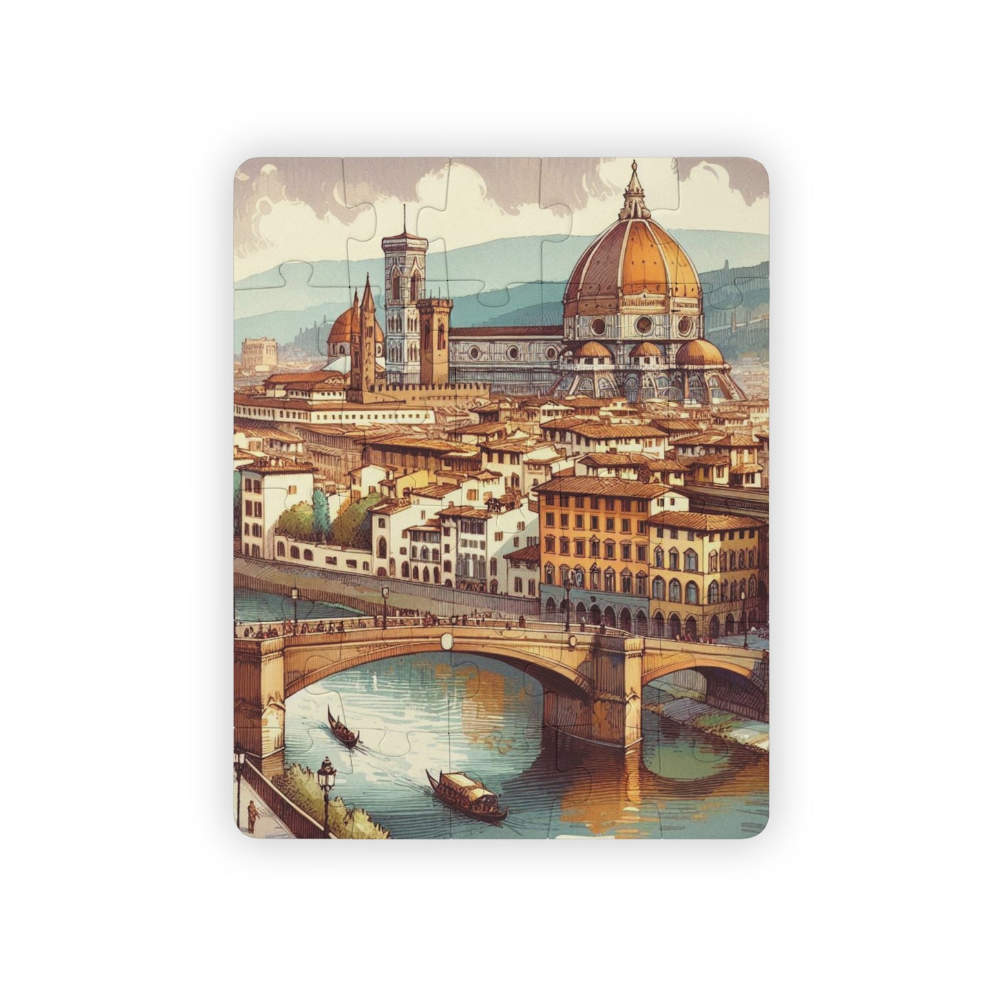 Florence Italy Geography Educational Game Puzzle for Kids, 30-Piece Jigsaw Toy - Fun Learning Activity, Geography Puzzle, Travel Gift,