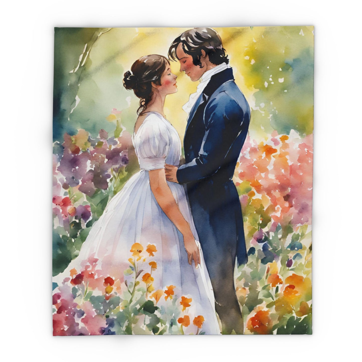 Fleece Blanket with Jane Austen Pride and Prejudice Regency Romantic Design, Cozy Home Décor, Wedding Gift