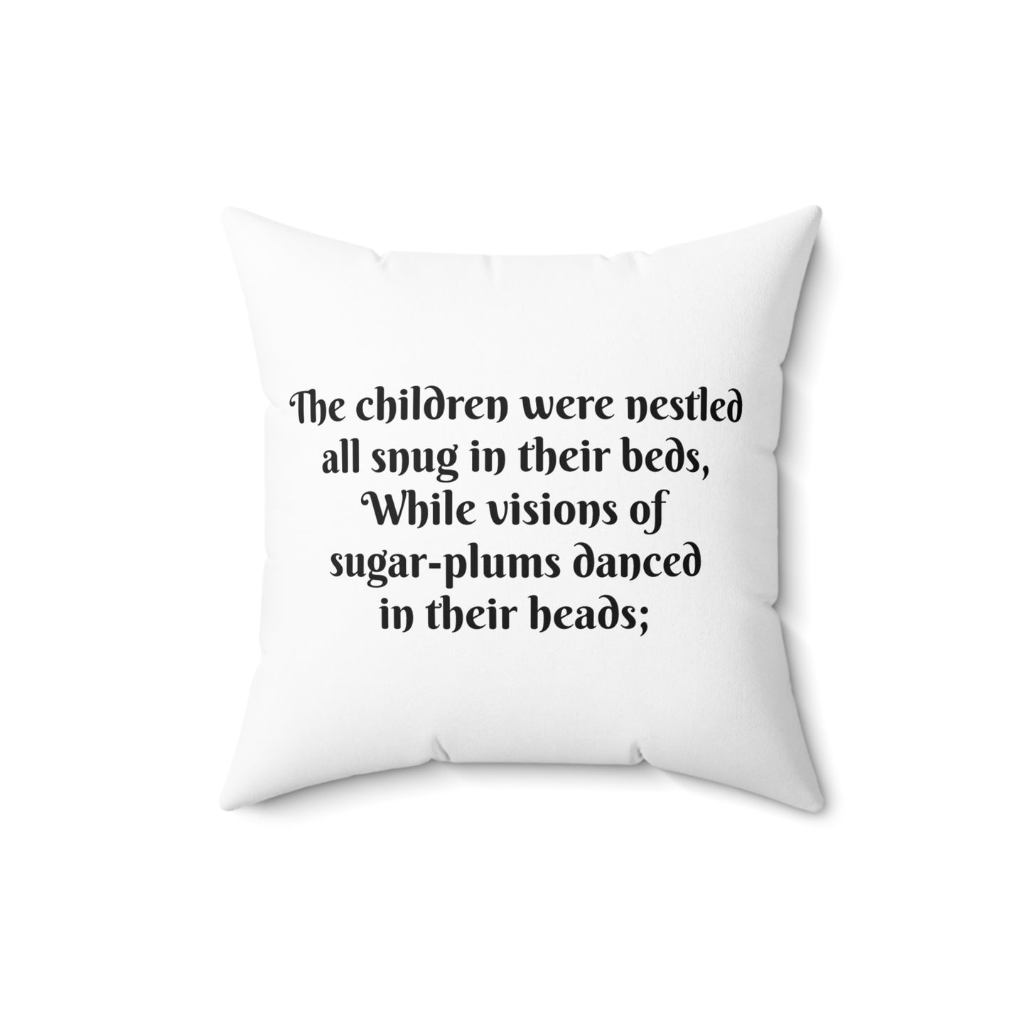 Christmas Square Pillow, Twas the Night Before Christmas Cushion, Holiday Decor, Children Snuggled, Xmas Gift, Festive Throw Pillow,