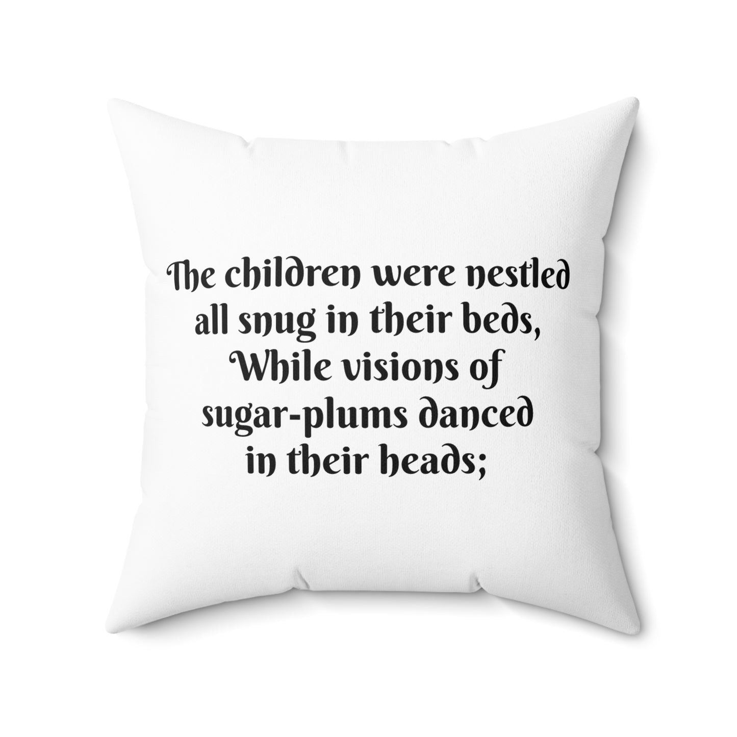 Christmas Square Pillow, Twas the Night Before Christmas Cushion, Holiday Decor, Children Snuggled, Xmas Gift, Festive Throw Pillow,