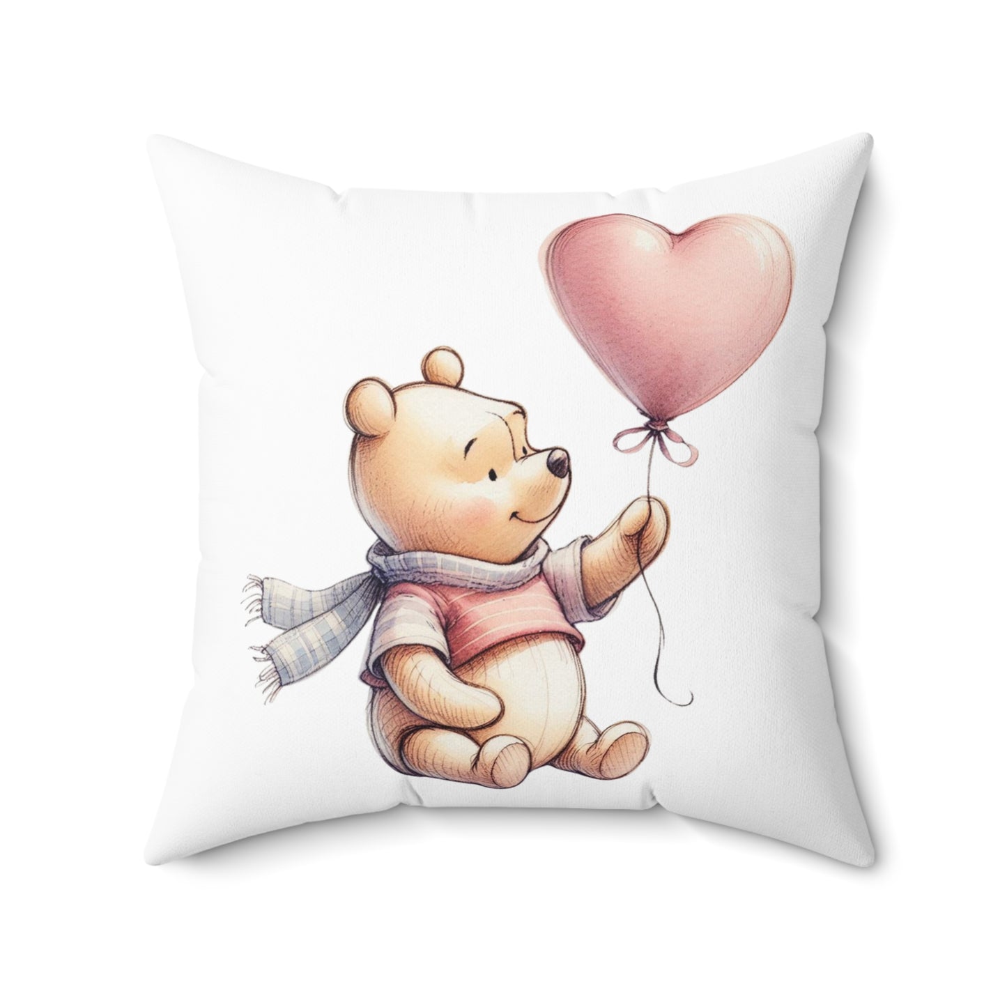 Winnie the Pooh Square Pillow, AA Milne Home Decor Gift, Valentine Love Cushion, Spun Polyester Bed Pillow, Book Lover Pillow