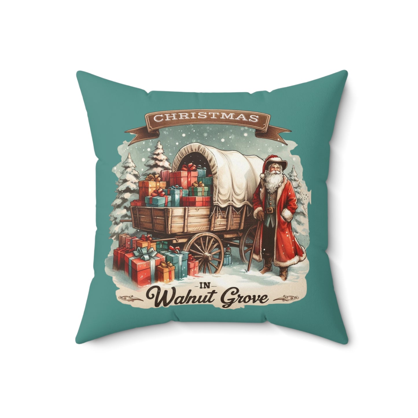 Christmas Walnut Pillow, Holiday Home Decor, Festive Prairie Cushion, Laura Ingalls Wilder Gift, Retro Decor, Seasonal Throw Pillow, Spun