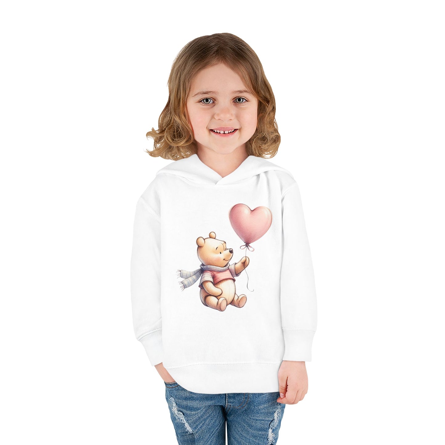 Winnie the Pooh Valentine Toddler Fleece Hoodie, AA Milne Shirt, Kids Sweatshirt, Cute Gift for Toddlers, Cozy Children's Pullover Jacket