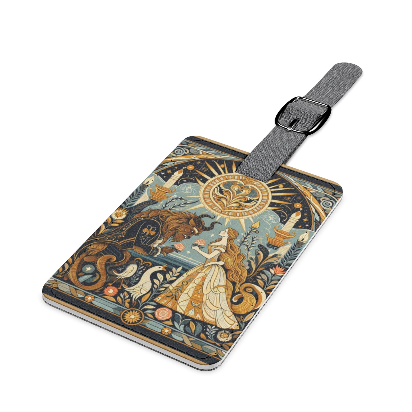 Rectangle Luggage Tag, Beauty and the Beast Design, Fairytale Travel Accessory Gift, Vacation Essentials, Adventure Travel Unique