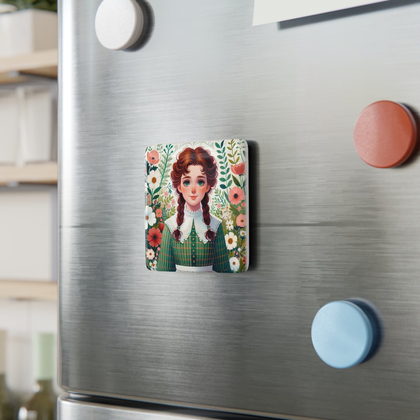 Anne of Green Gables, Lucy Maud Montgomery, Porcelain Magnet, Square