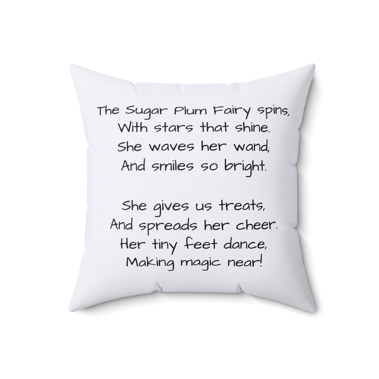 Christmas Nutcracker Ballet Sugar Plum Fairy Poem Decor Square Pillow, Holiday Cushion, Festive Home Accent, Pillow Cover, Cushion