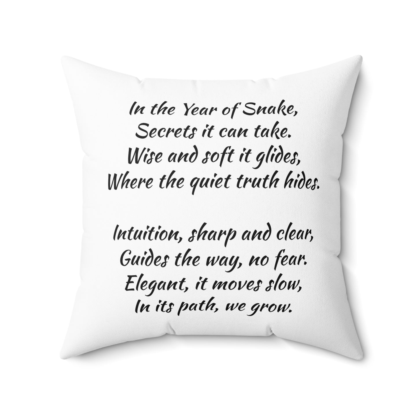 Chinese Zodiac Year Snake Spun Polyester Square Pillow - Asian Lunar New Year Gift, Decorative Cushion, Home Accent, Zodiac Animal Throw