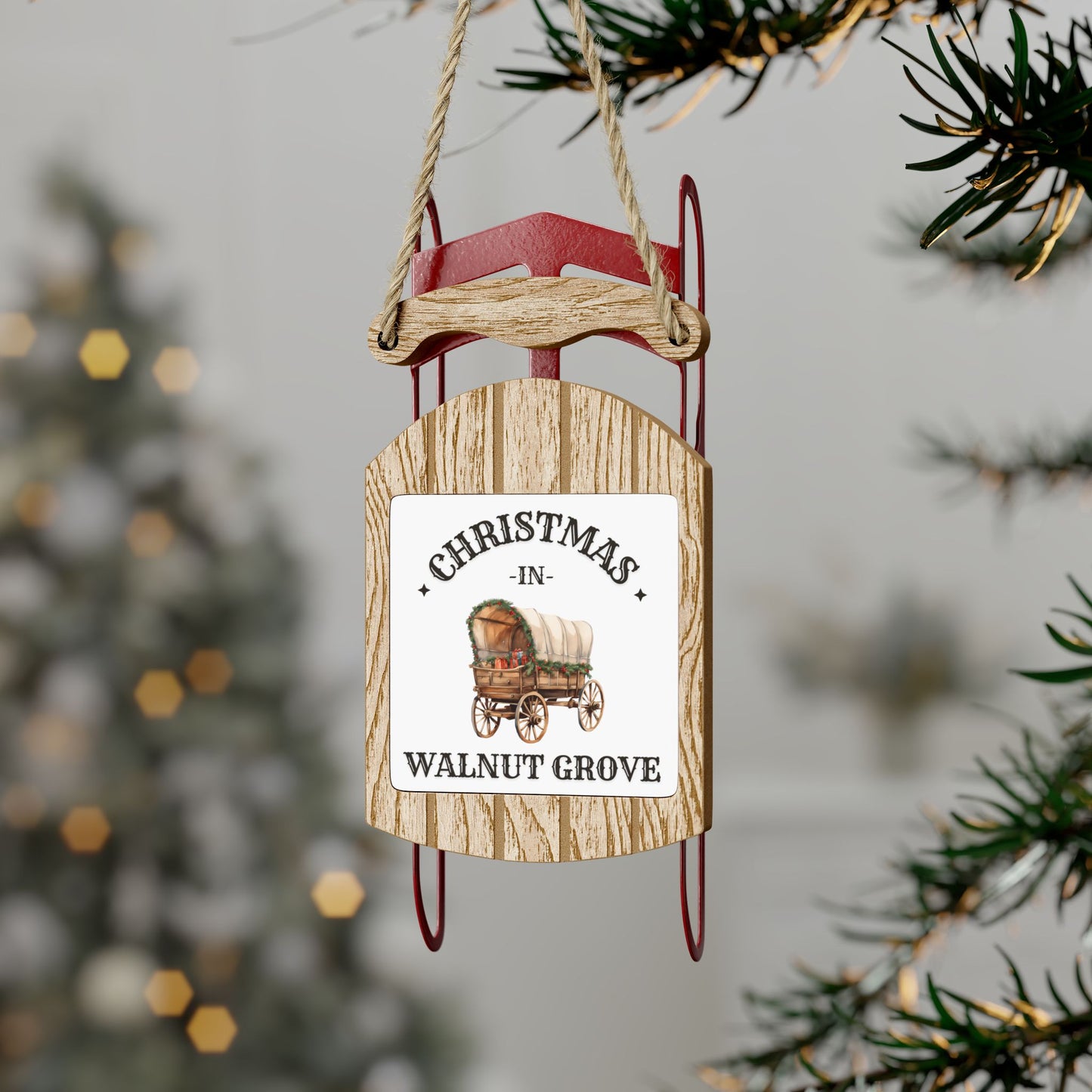 Sled Ornaments, Laura Ingalls Wilder Christmas Tree Decor, Holiday Gift, Walnut Grove Decoration, Mini Sled Ornament