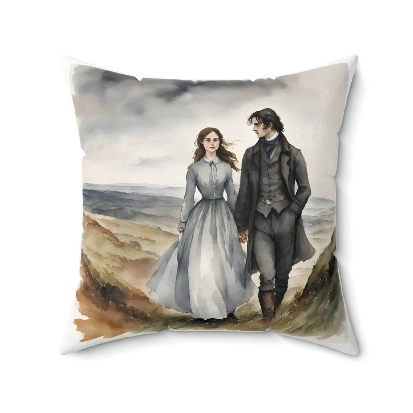 Wuthering Heights, Emily Bronte, Heathcliff, Cathy, British Literature, Pillow