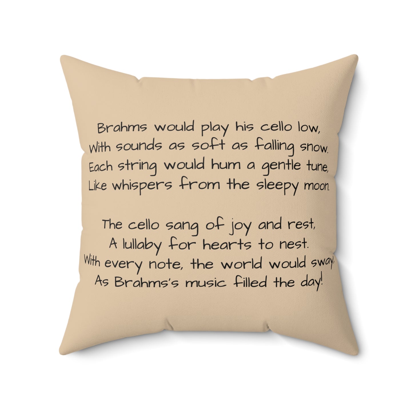Brahms Cello Music Library Square Pillow - Classical Music Home Decor, Teacher Gift, Kids Room Decoration, Gift for Music Lover, Classroom.