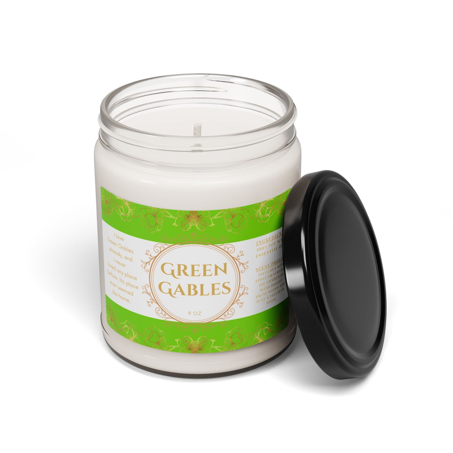 Anne of Green Gables, Scented, Soy, Candle, 9oz, Gift, Literary Candle, Apple Spice Scent