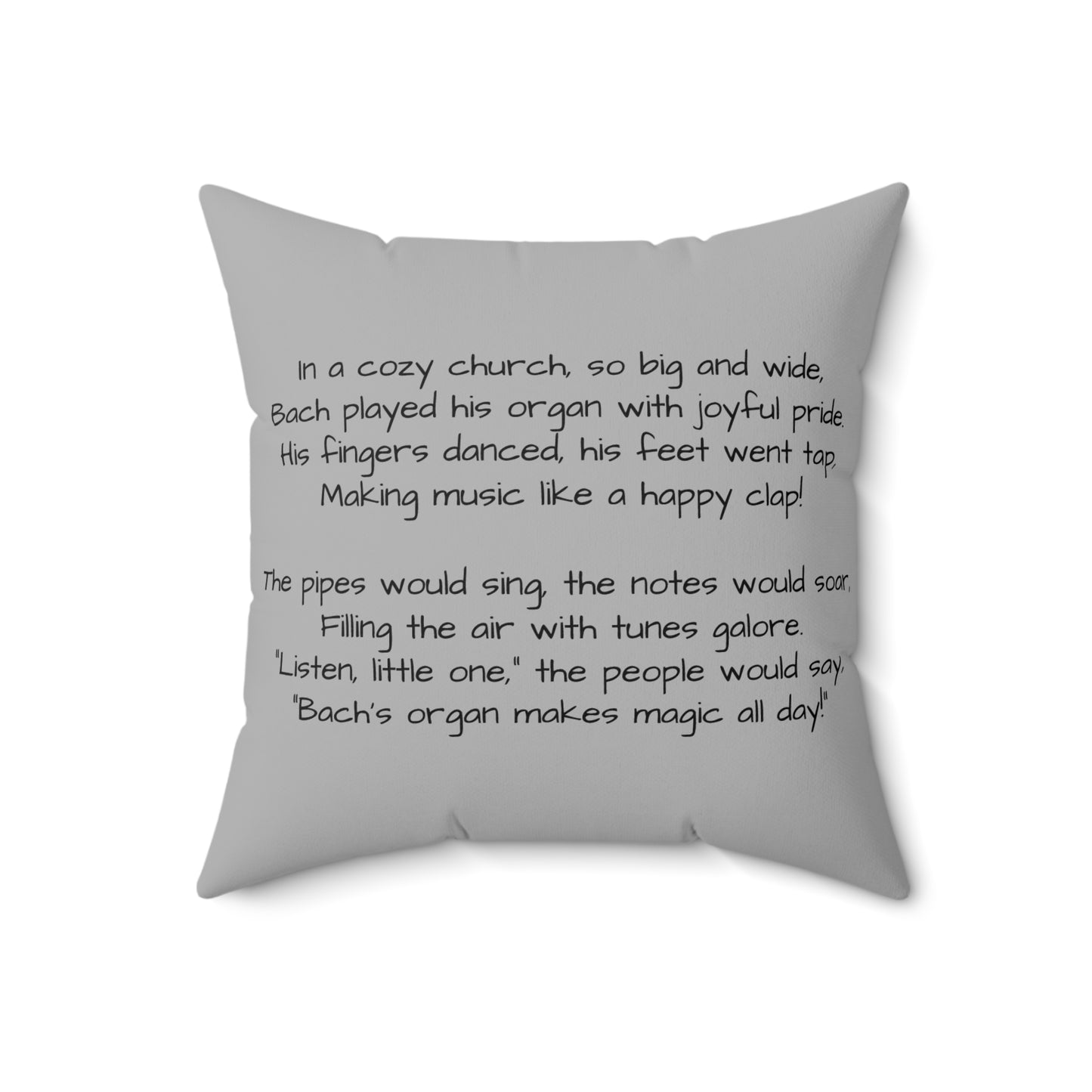 Bach Organ Music Library Square Pillow - Classical Music Home Decor, Teacher Gift, Kids Room Decoration, Gift for Music Lover, Classroom