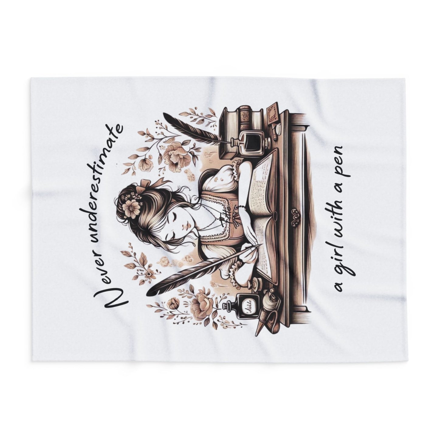 Arctic Fleece Blanket, Writer Gift, Author Throw, Motivational Home Decor, Book Lover Gift, Never Underestimate a Girl