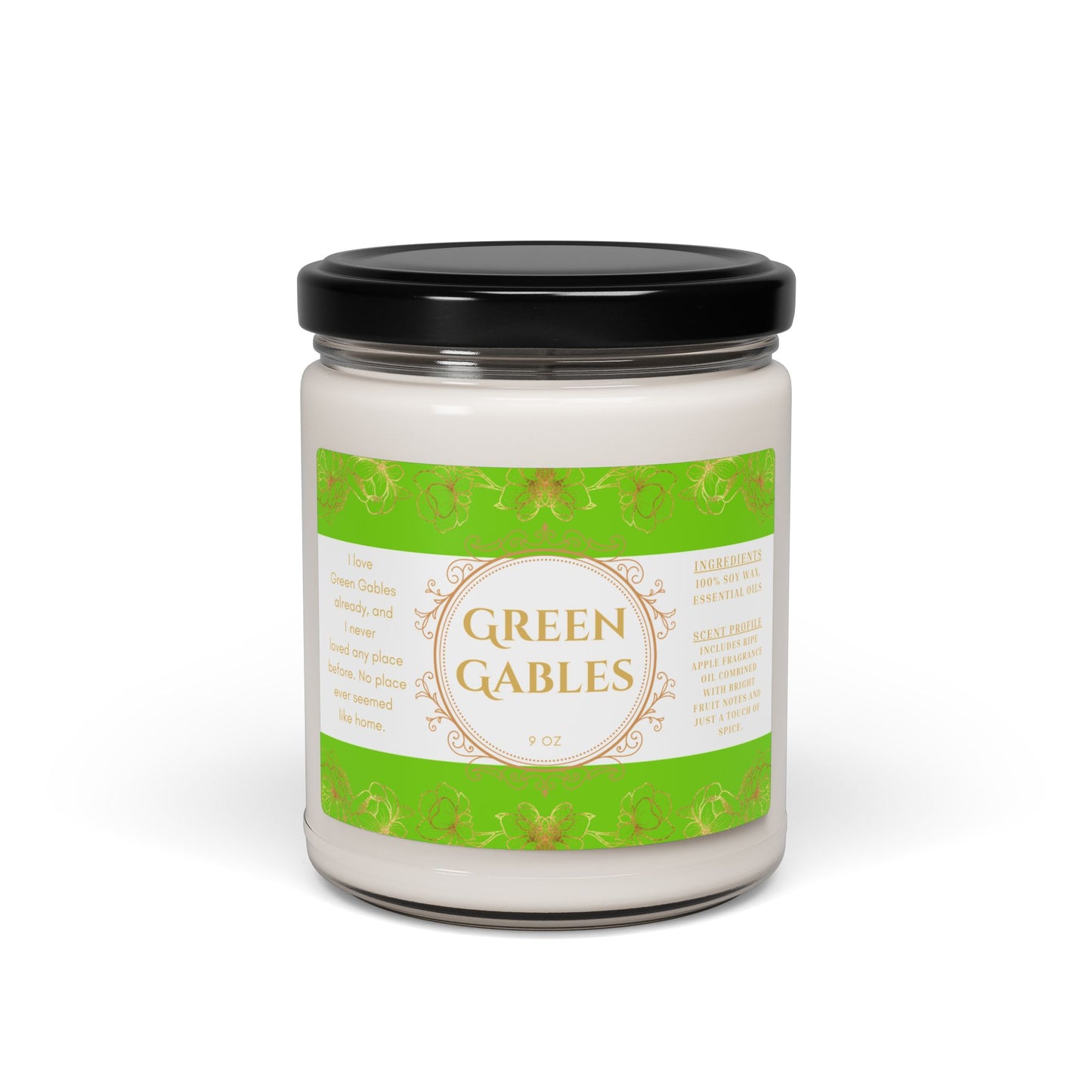 Anne of Green Gables, Scented, Soy, Candle, 9oz, Gift, Literary Candle, Apple Spice Scent