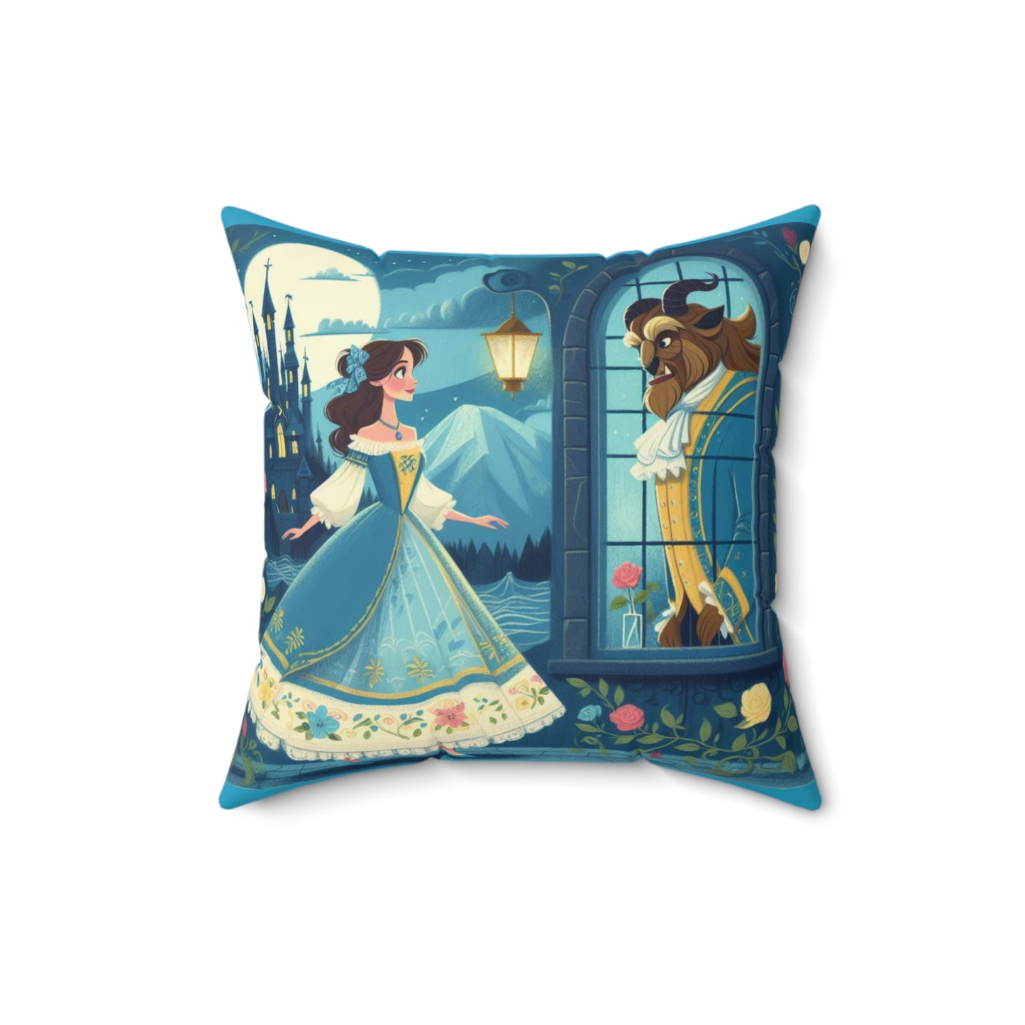 Beauty and the Beast, Square Pillow, Literary Pillow, Library, Book Nook, Reading Corner, Classroom, Teacher, Gift, Fairytale