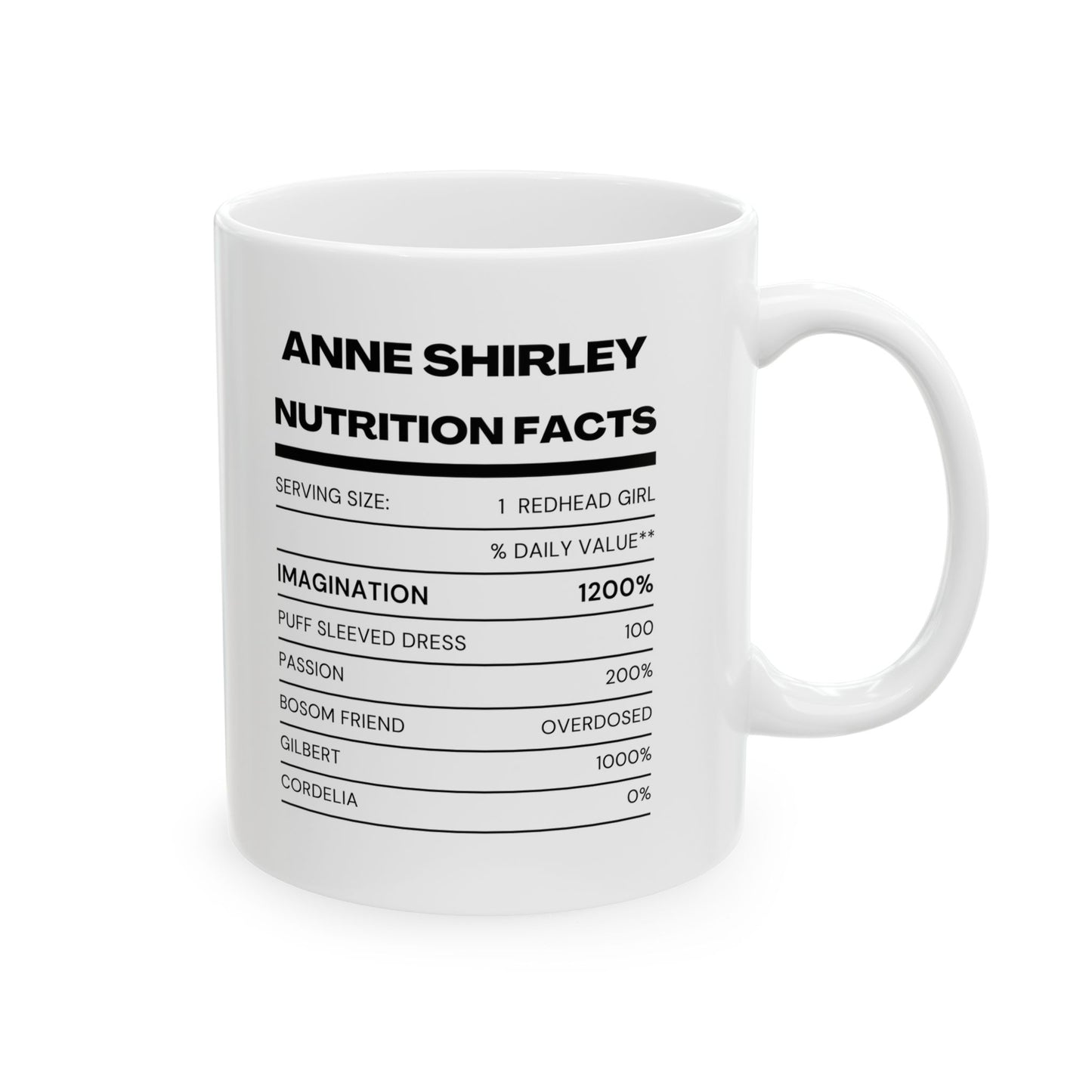 Inspirational Ceramic Mug - Nutritional Facts for Life, Motivational Coffee Cup Gift for Women, Work from Home Essentials, Self-Care