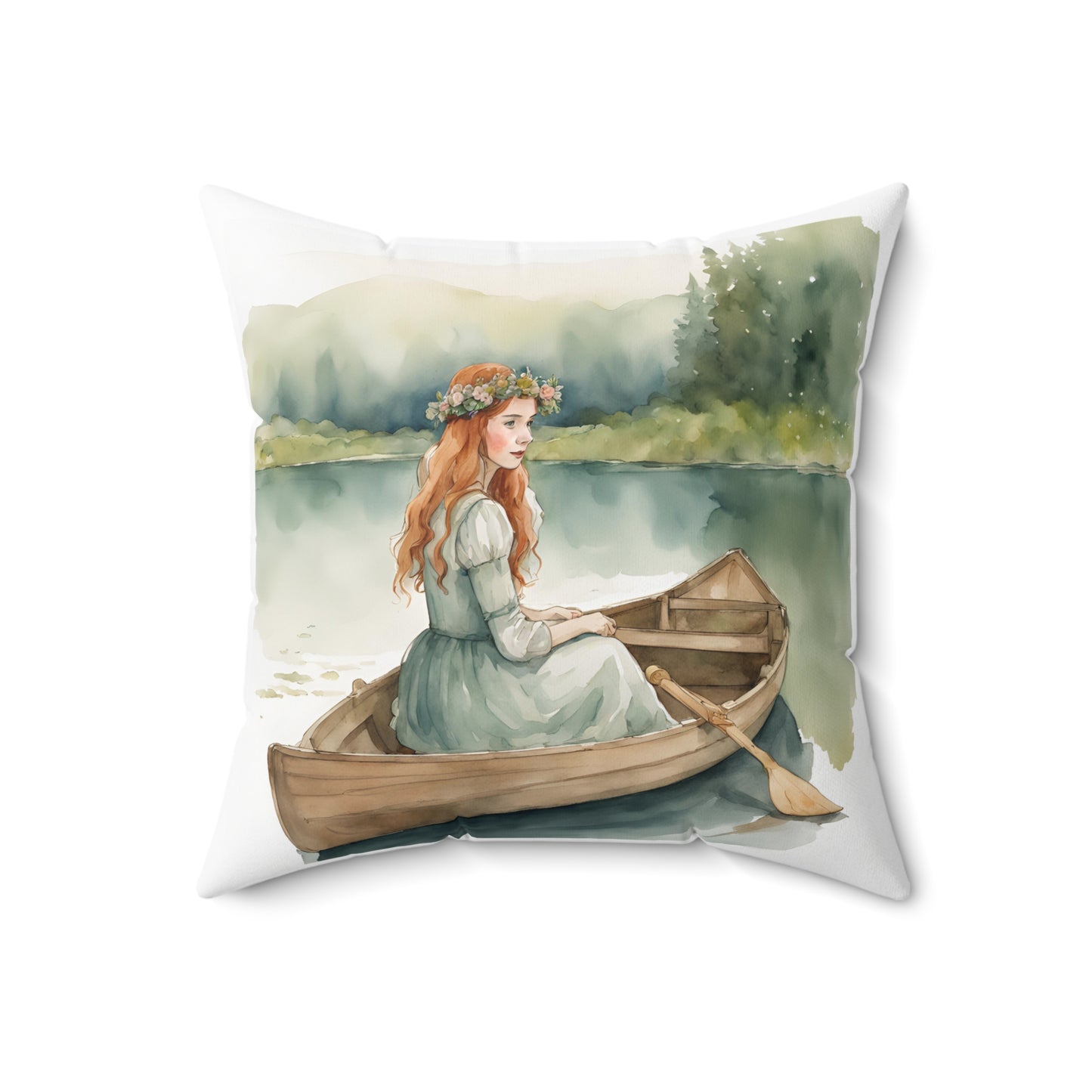Anne of Green Gables, Lady of Shalott, Lucy Maud Montgomery, Literary Square Pillow, Gift, Alfred Lord Tennyson