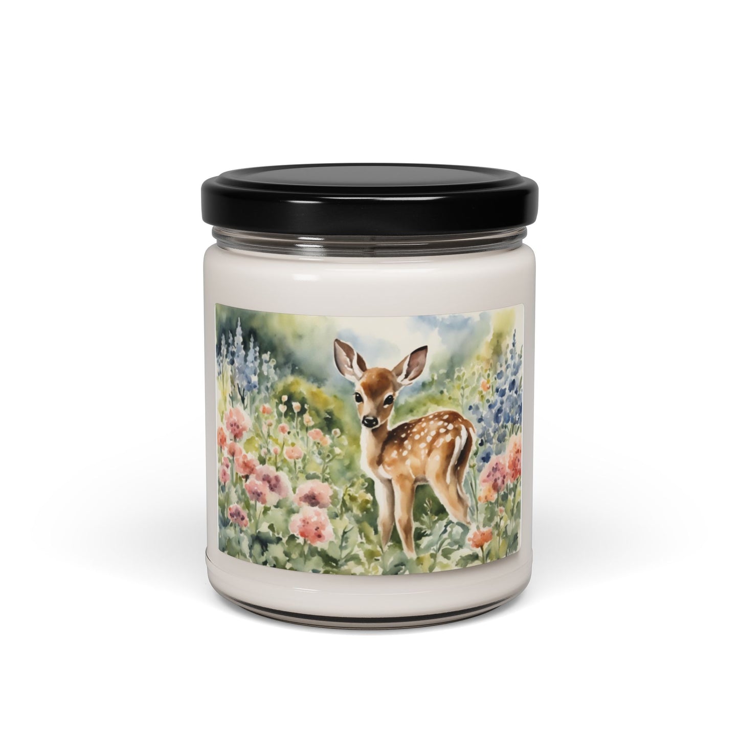 Watercolor Fawn, Spring, Easter, Gift, Scented Soy Candle, 9oz, Deer, Baby