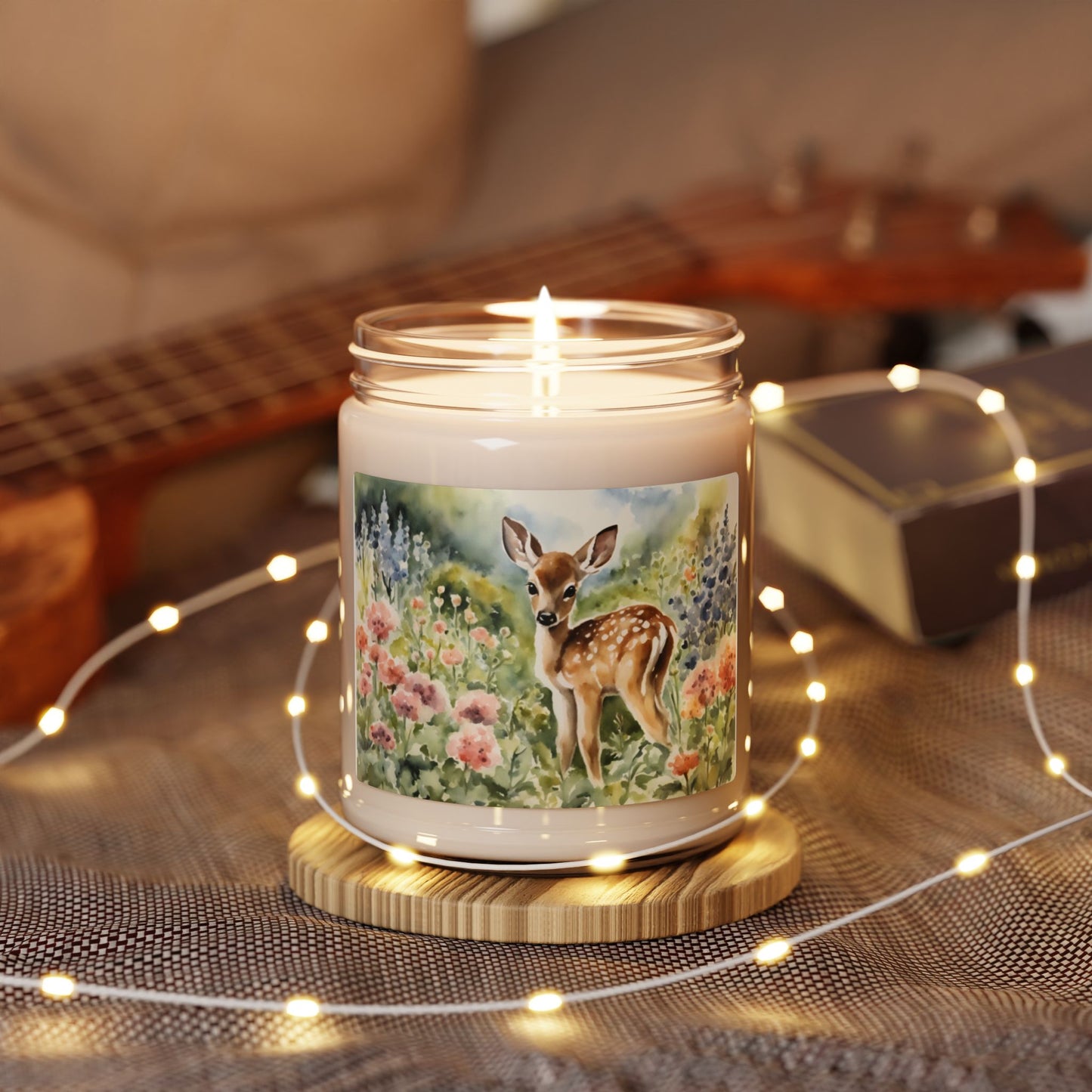 Watercolor Fawn, Spring, Easter, Gift, Scented Soy Candle, 9oz, Deer, Baby