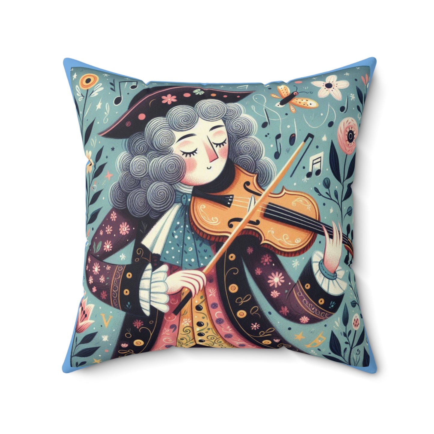 Vivaldi Violin Music Library Square Pillow, Classical Music Home Decor, Teacher Gift, Kids Room Decoration, Gift for Music Lover, Classroom