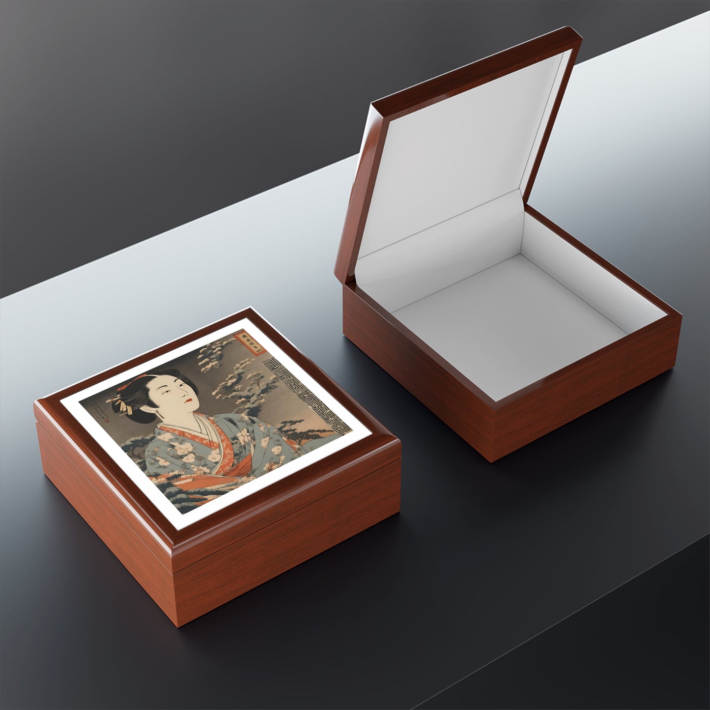 Cherry Blossom Sakura Japanese Print Jewelry Box