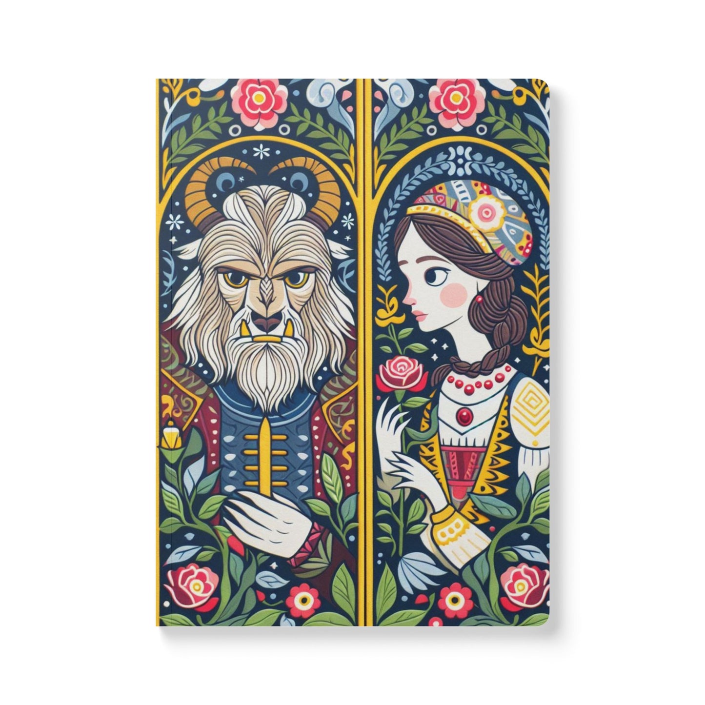 Beauty and the Beast Softcover Journal, Whimsical Fairy Tale Notebook, 100 or 200 Pages, Gift for Writers & Dreamers, Magical Diary