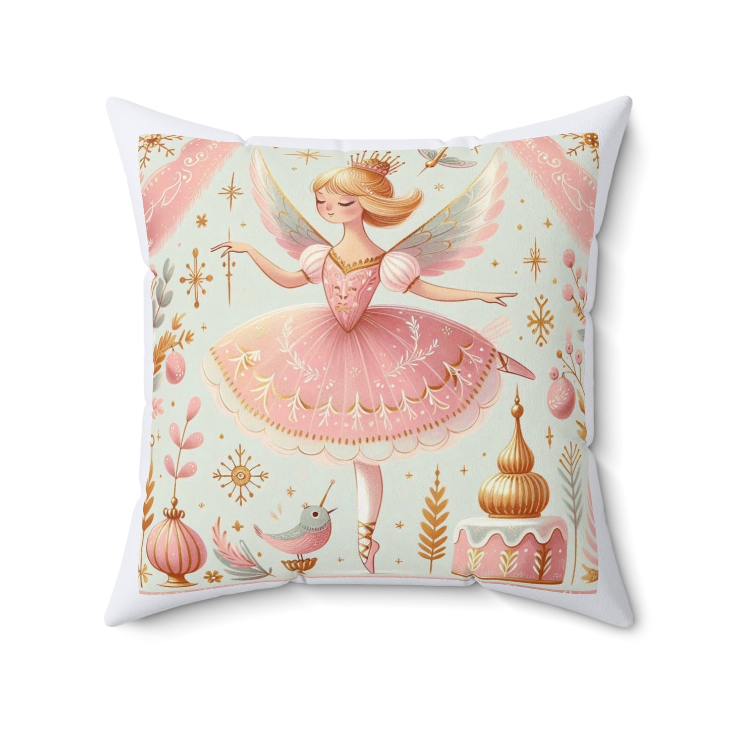 Christmas Nutcracker Ballet Sugar Plum Fairy Poem Decor Square Pillow, Holiday Cushion, Festive Home Accent, Pillow Cover, Cushion