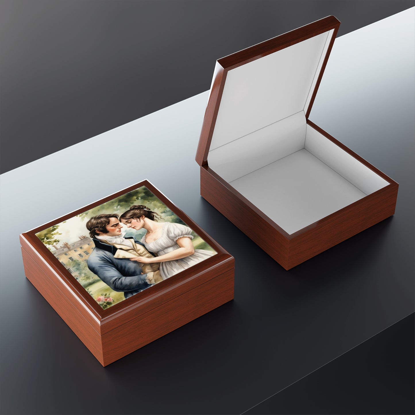Elizabeth and Darcy, Jane Austen, Austenite, British, Bookworm, Gift, Library, Hostess, Jewelry Box