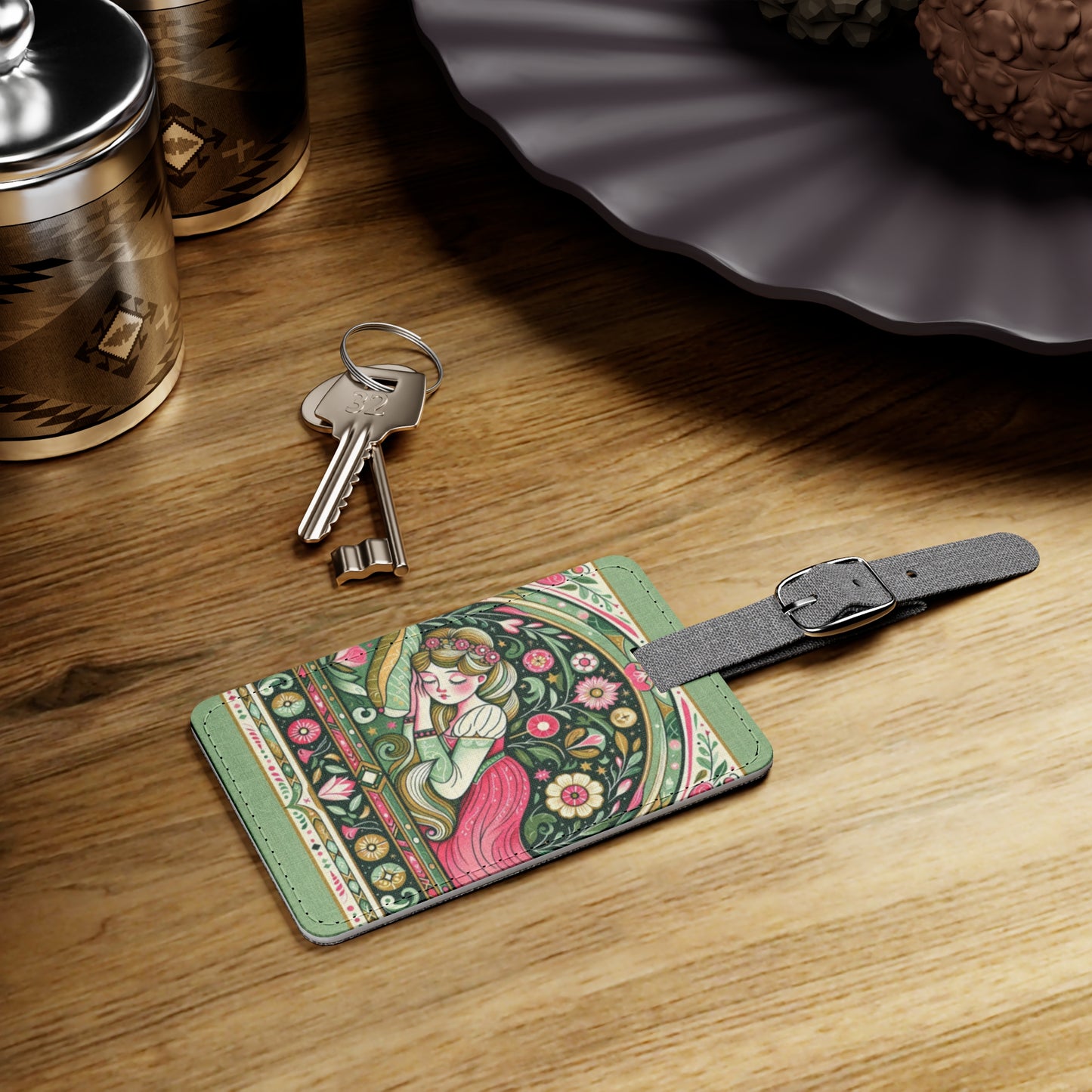 Luggage Tag, Sleeping Beauty Fairy Tale Travel Accessory, Princess Bag Tag, Adventure Gift, Baggage Identifier, Storybook Vacation Supply,