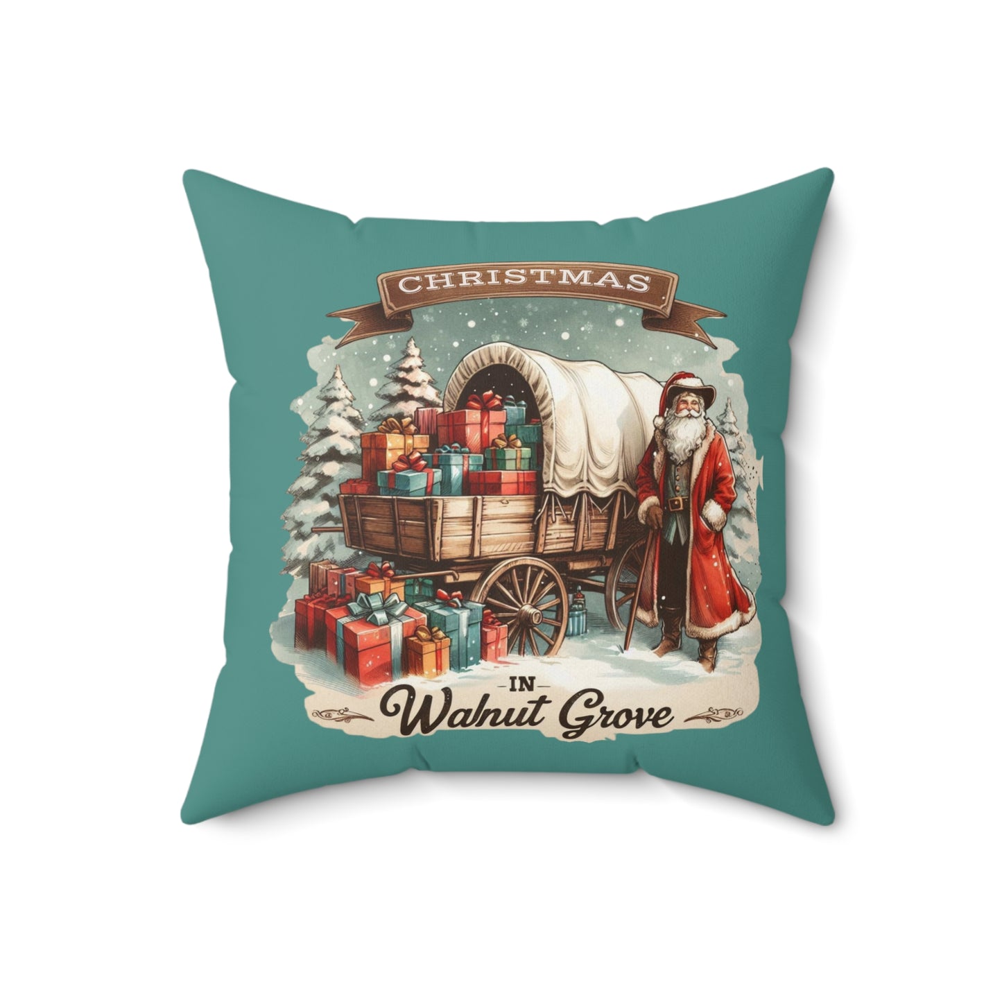 Christmas Walnut Pillow, Holiday Home Decor, Festive Prairie Cushion, Laura Ingalls Wilder Gift, Retro Decor, Seasonal Throw Pillow, Spun